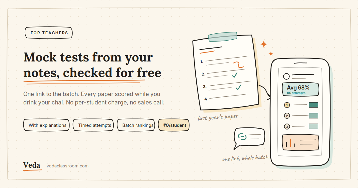 Mock Test Creator for Coaching Classes: Your Material, Zero Checking, Free